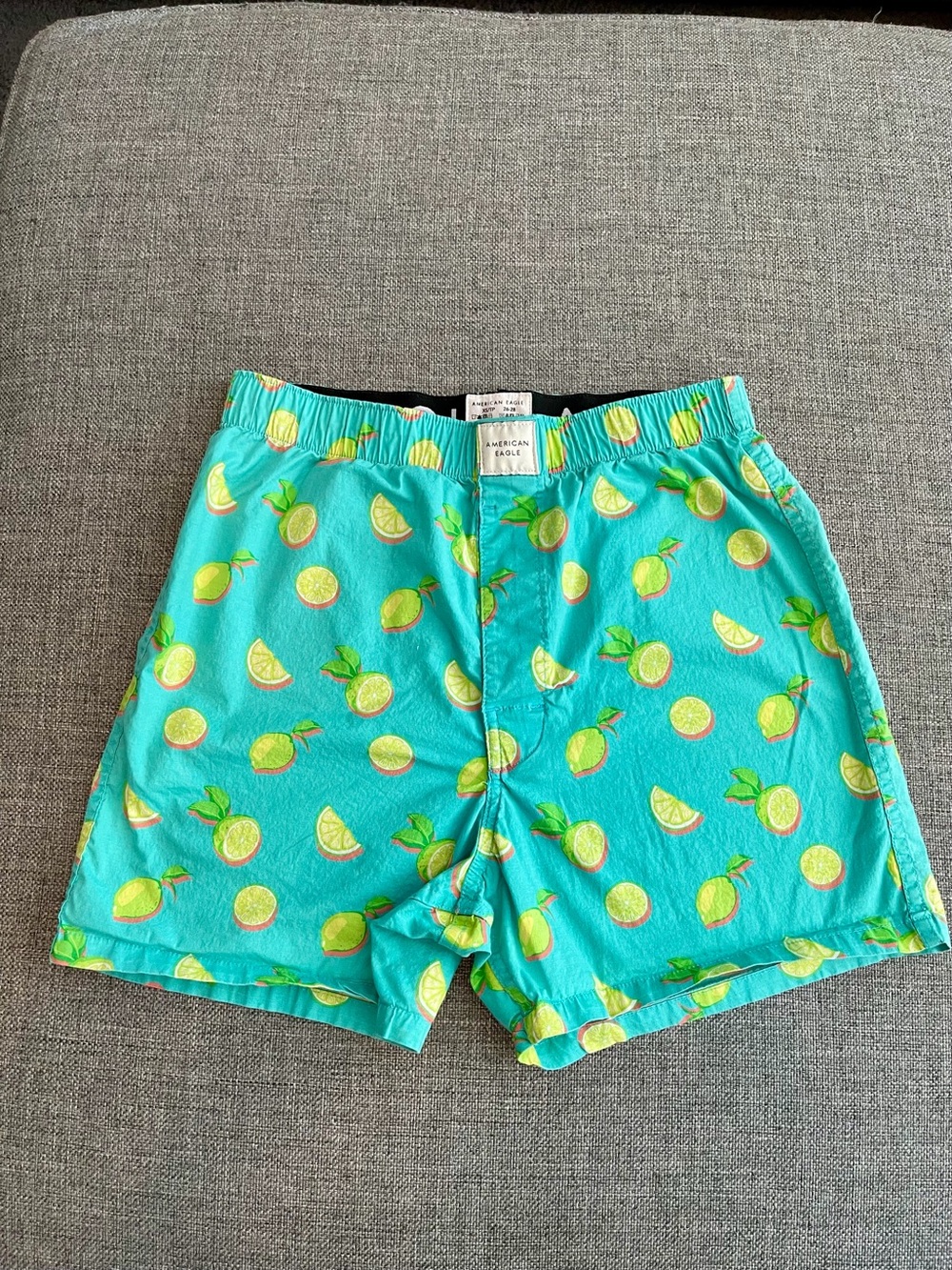 American Eagle Turquoise Lime Print Boxer Shorts